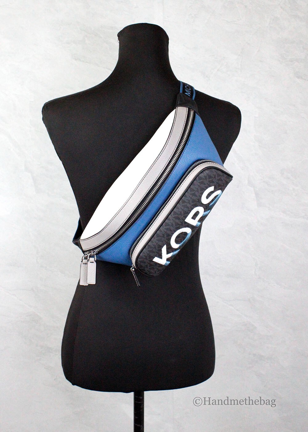 Michael Kors Cooper Large Blue Multi Leather Embroidered Logo Utility Belt Bag image 2