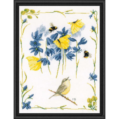 Vervaco® Chirping Chiffchaff Kit & Frame Counted Cross-Stitch