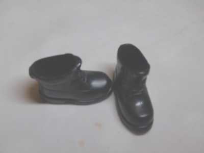 BARBIE DOLL KEN SIZE BLACK LACE WORK BOOTS SOFT PLASTIC E120