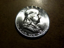 GEM BRILLIANT UNCIRCULATED FBL 1958-P  FRANKLIN SILVER HALF DOLLAR M20