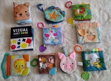 10 Soft Cloth Baby Books Developmental Crinkle, Flaps- Animals Colorful Crinkle 