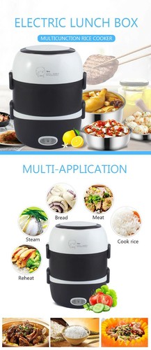 DMWD Mini Electric Rice Cooker Stainless Steel 2/3 Layers Steamer Portable Meal - Picture 9 of 18