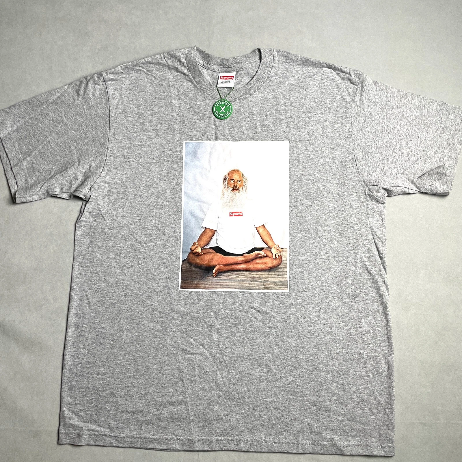 Supreme Rick Rubin Graphic TShirt Homme Taille L Gris Manches Courtes Crew Hip Hop NEUF