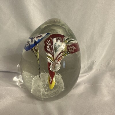 Vintage Murano Glass Egg Flowers Paperweight | eBay
