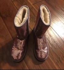 UGG Sequin Boots Women's Size 7 Pink Classic Short Inv Z3088