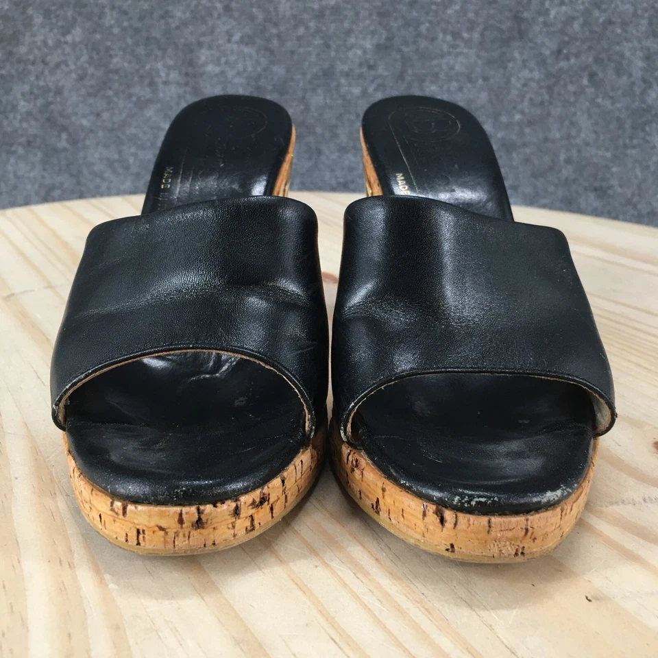 Sandalias Bandolino Mujer 5.5 M Mula Slides Cuero Negro Informales Punta Abierta Corcho Foto 4 de 4