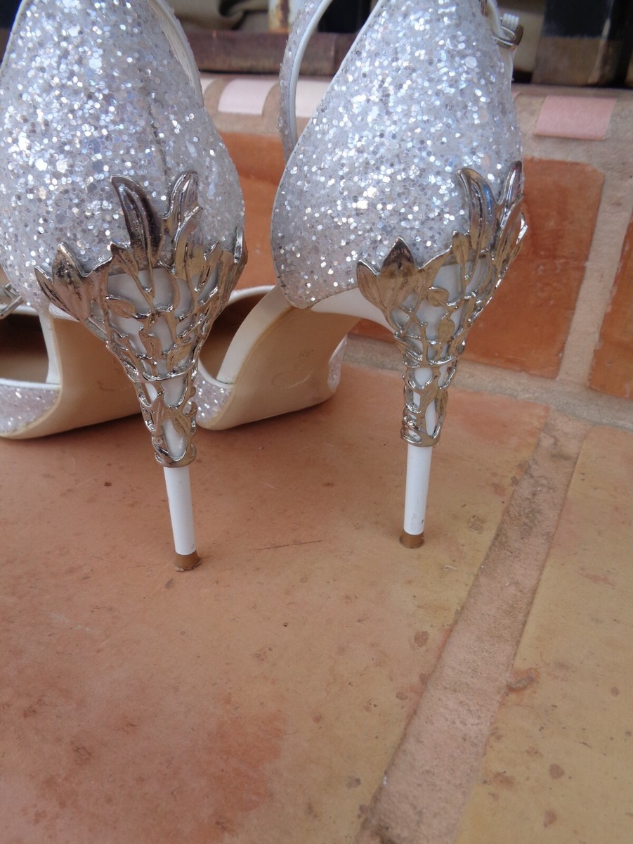 Sexy Glittery Silver  stilettos big tree  38 L@@K View 2