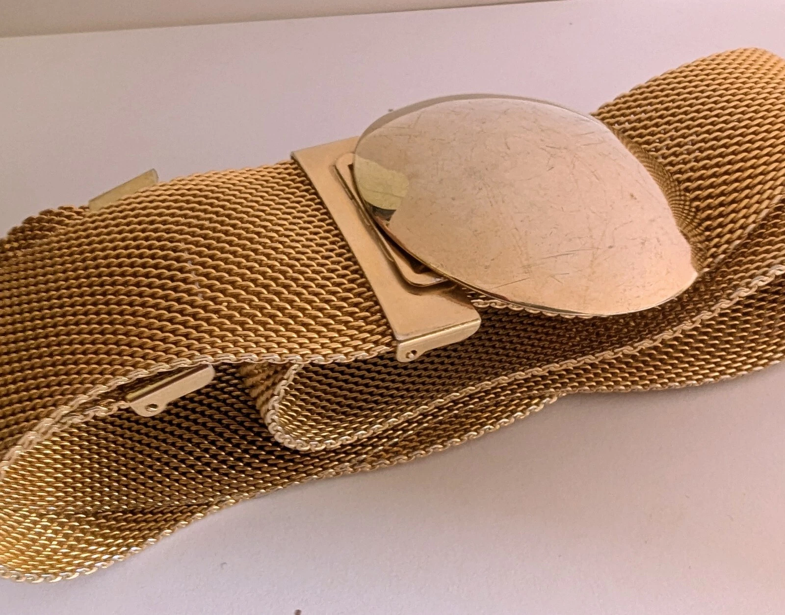 Authentique ceinture vague maille plaquée or CHRISTIAN DIOR vintage années 70 signée