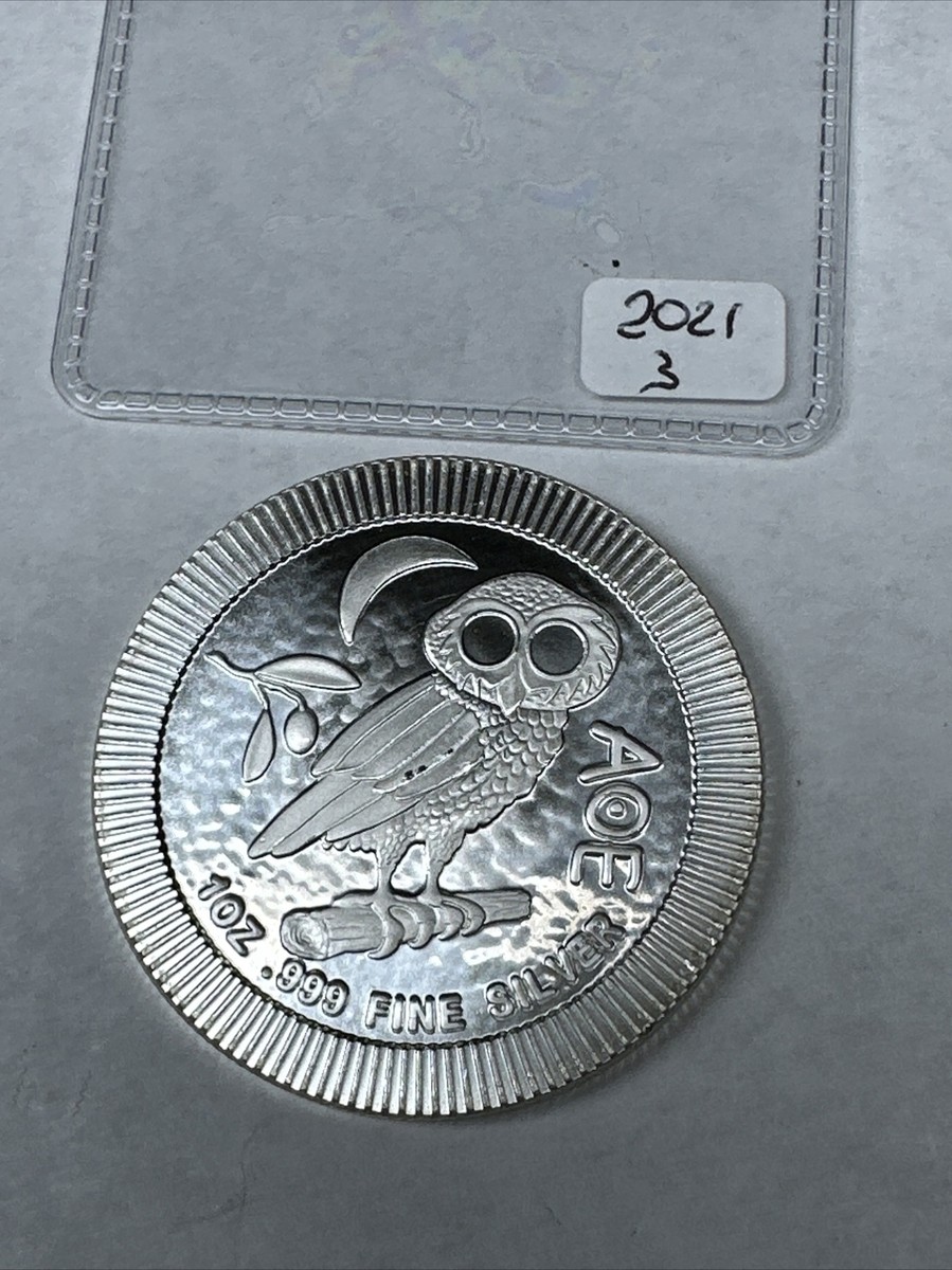 1 oz Silver Coin 2021 Niue $2 BU AOE Athena Owl Stackable .999