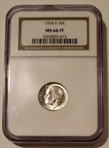 1954 S Roosevelt Dime MS66 FT NGC