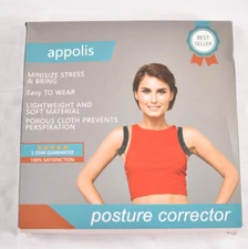 Appolis posture corrector minisize light weight elastic hook & loop closure blac