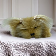 Russ Realistic Fluffy Yorkshire Puppy Sparkle Pink Ear Bows Vintage 8" Plush Dog
