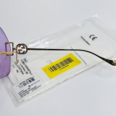 GUCCI 1203 Violet Gold Metal Chain 001 Oversized Sunglasses