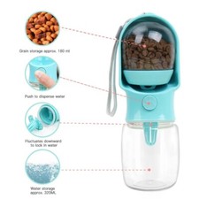 2-in-1 Portable Pet Water Bottle  Food Dispenser 320ml Travel Cup for Dogs/Cats