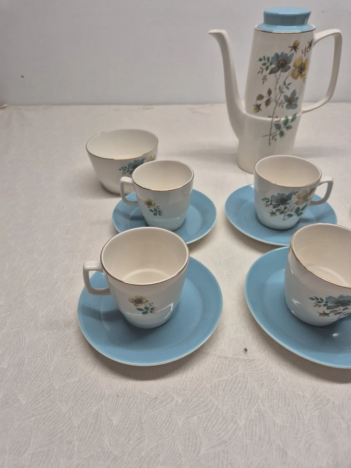 Empire Porcelain Staffordshire Coffee Pot With 6 Cups Saucer Creamer Floral - image 2 of 4