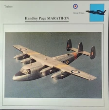 Handley Page Marathon Plane Picture Original Vtg Aircraft Info Collector Card  
