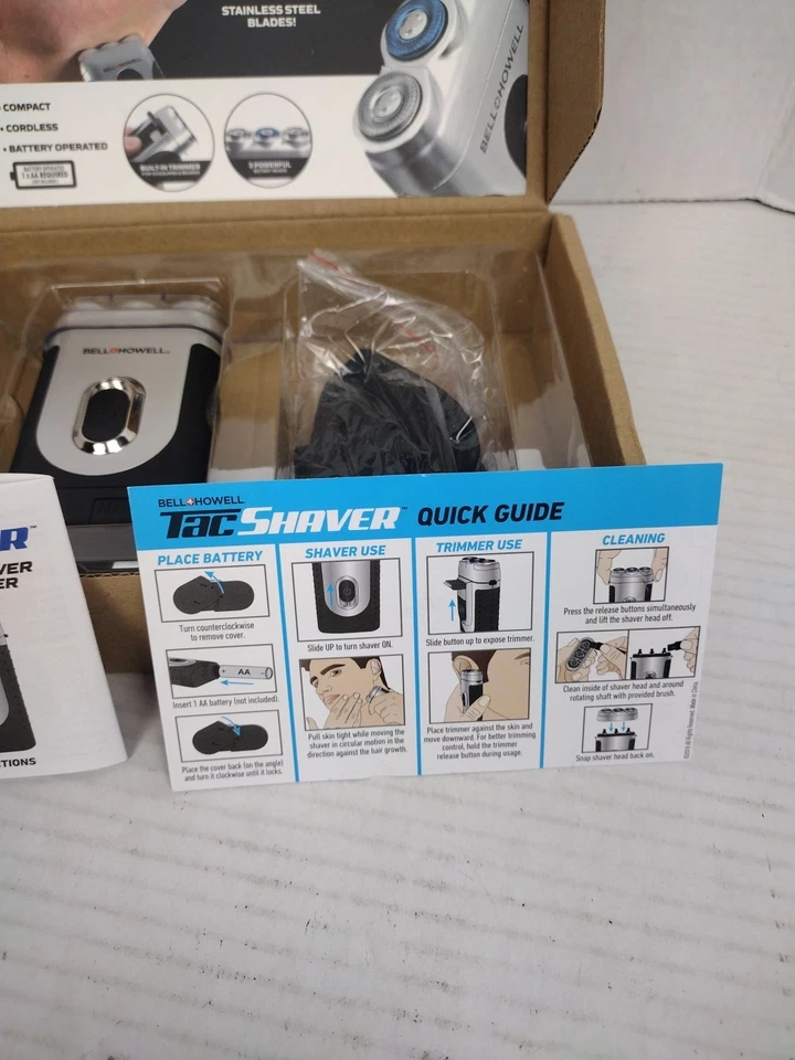Bell Howell Tac Afeitadora Bigote y Barba Afeitadora Rotativa con Recortadora Pop-Up USADA Foto 4 de 4