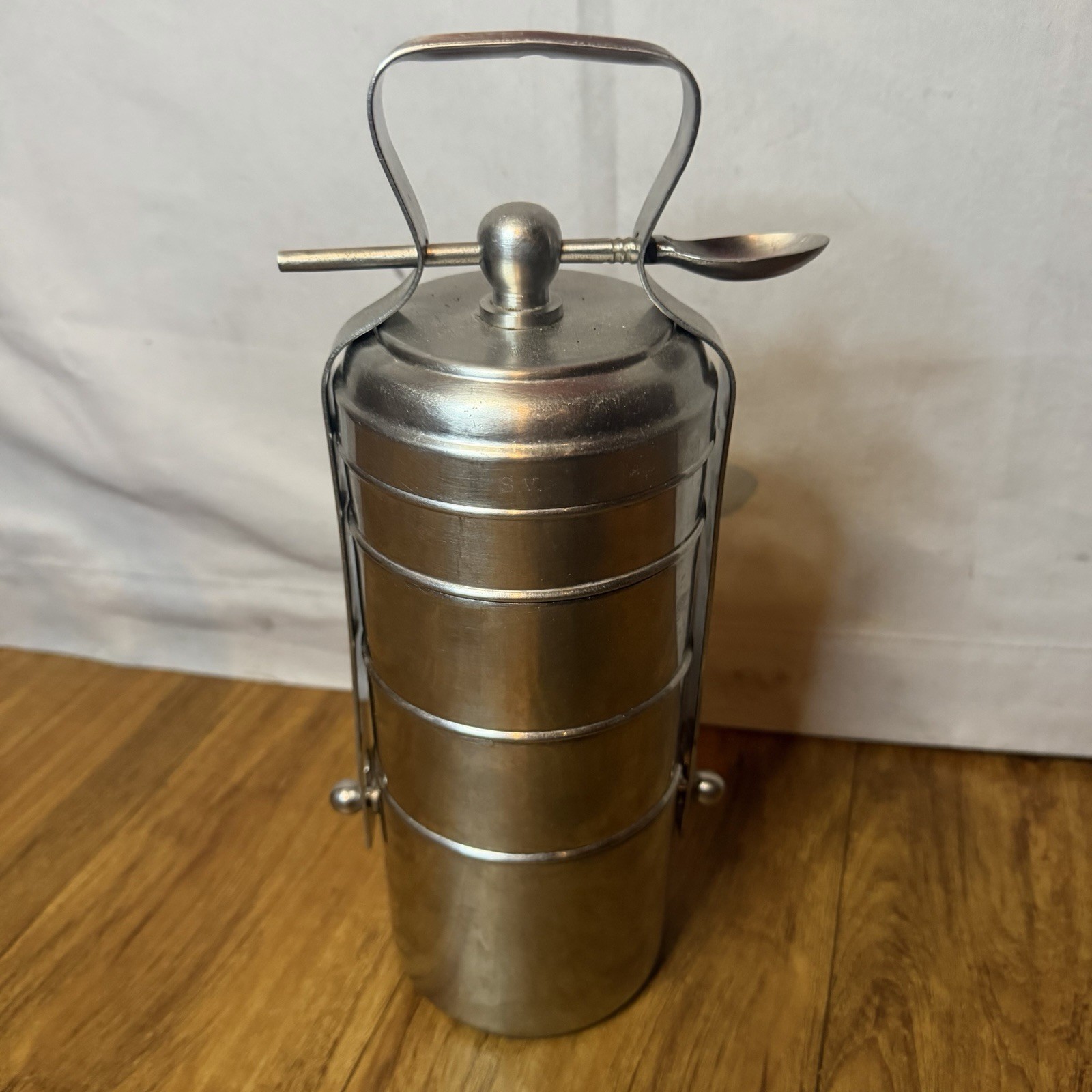 Vintage From India stainless steel 4-tier tiffin carrier lun