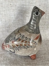 Vintage Tonala Mexican Pottery Dove Pigeon Bird Quail Hand Painted 5” Mexico