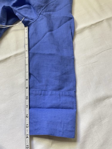 Chico's women Sz 2 Linen 3/4 sleeve button up blouse blue beachy - Picture 8 of 10