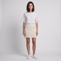 Sandro Rock Ecru Strick Gr. 42 FR Damen Kurz SFPJU00796