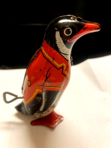 Vintage 1930’s 1940’s J. Chein Tin Litho Wind-Up Penguin Toy Excellent condition