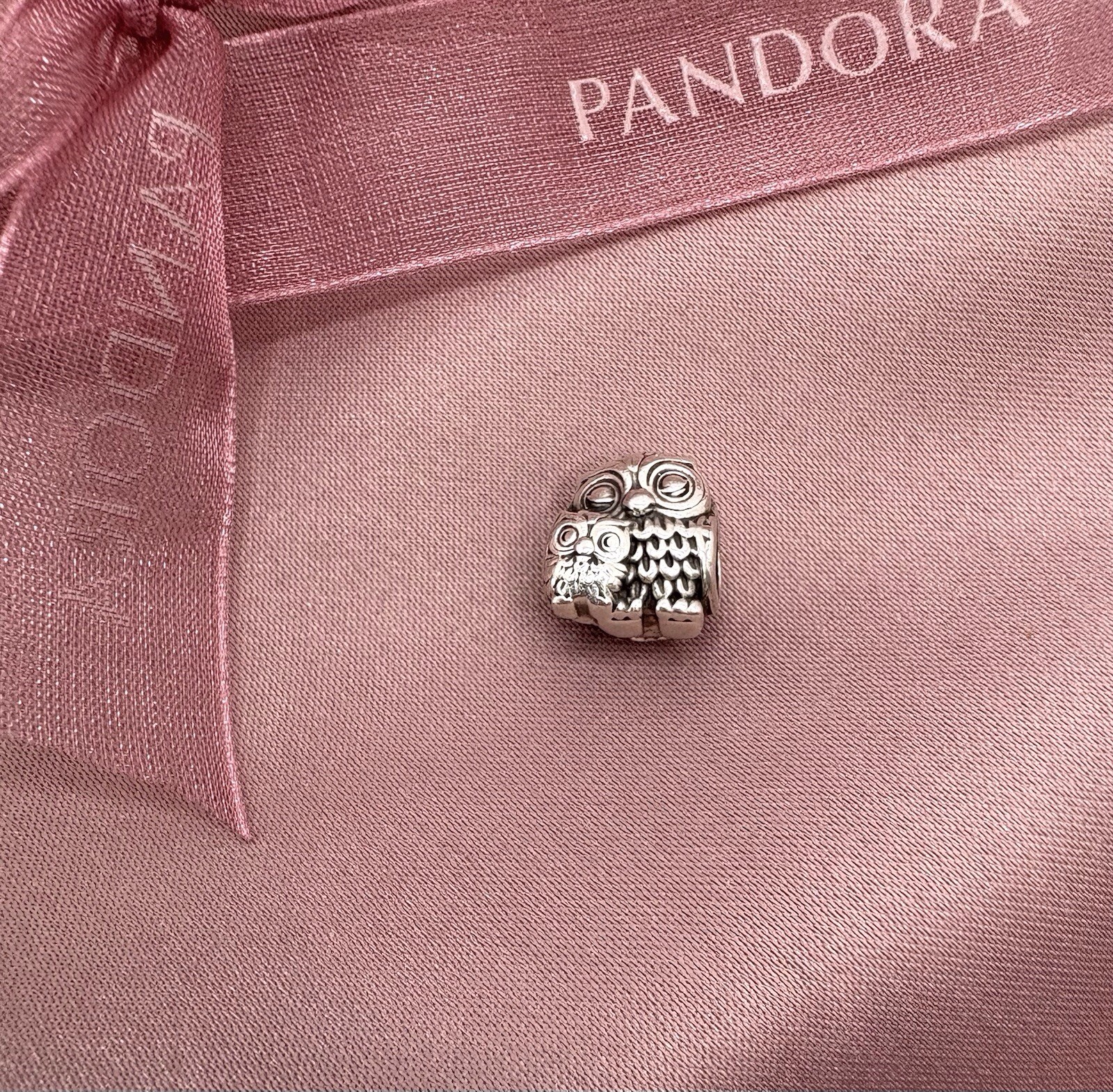 Genuine PANDORA Moments Mother Owl and Baby Charm Silver ALE S925 791966