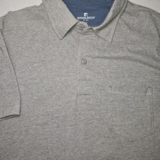 Woolrich Polo Shirt Mens M Gray Heather Pocket Short Sleeve 100 Cotton Casual