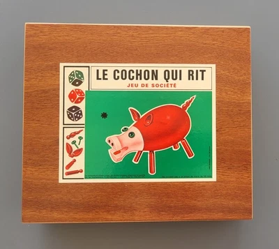 ancien complet coffret boite bois 8 cochon qui rit 8 joueurs jeu societe jeton - Photo 1/4