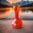 Vintage Art Glass Pitcher Auger Amberina Poss Blenko/ Empoli Mid-century Vibe