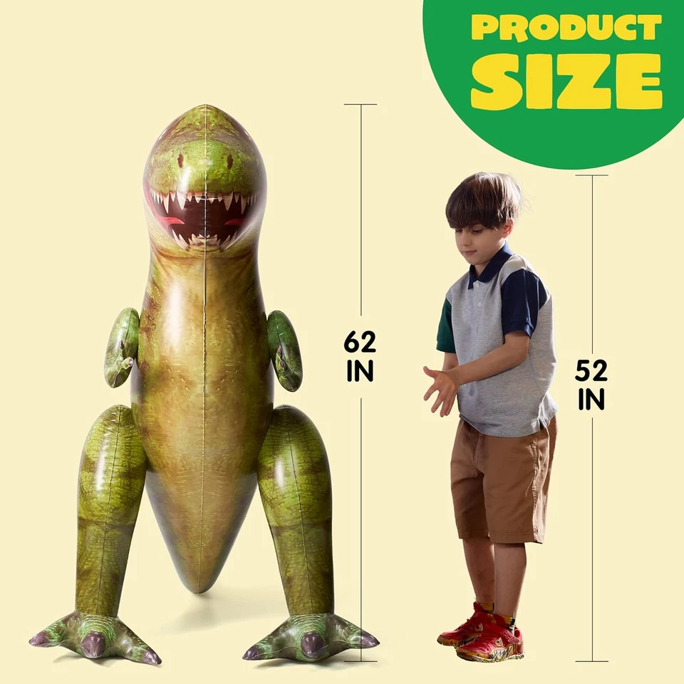 Dinosaurio T-Rex gigante inflable 62 pulgadas, más de 5 pies de alto, decoración de fiesta y juguete de piscina regalo Foto 4 de 4