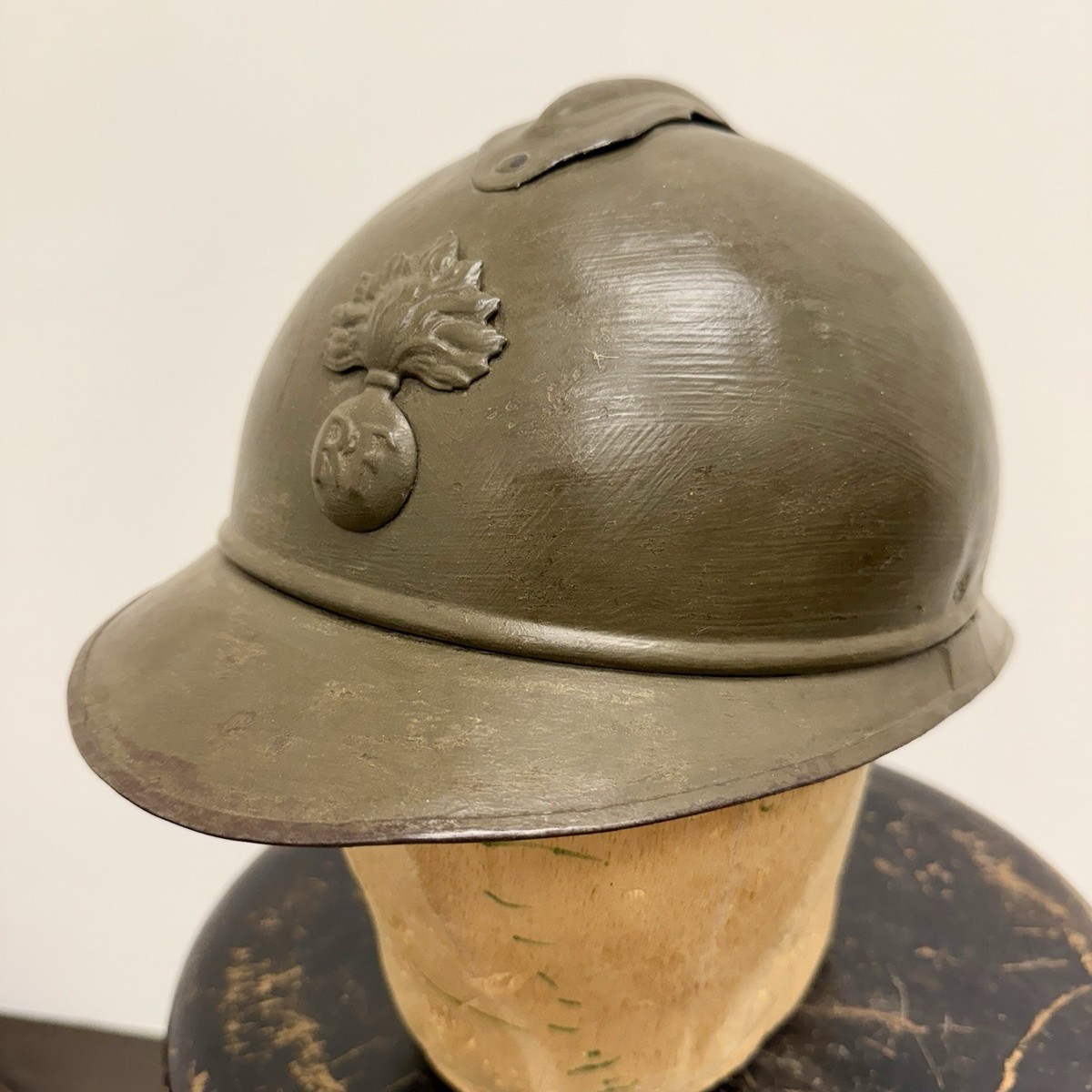 WW1 French Colonial M15 Adrian Helmet Original Mustard Paint w