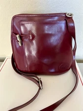 Longchamp Le Pliage Red Leather Shoulder Bag Crossbody Made In France Vintage