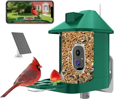 Smart Bird Feeder with Camera, 2K Live View, Solar Power, Night Vision