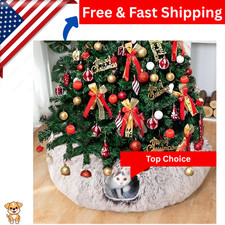 Warm Fluffy Plush Cat Tunnel Bed 3-Way Crinkle Tube 3FT Christmas Tree Hideout T