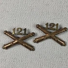 Pre WW2 US Army Military 121st Field Artillery Battalion Officer Collar Brass