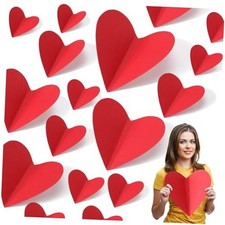30 Pcs Large Valentines Wall Decals Decorations 3D Heart Shaped Stickers, 3