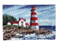 Gro&szlig;er Leuchtturm Meer Szene Riegel Haken Teppich Set NEU 102x69cm