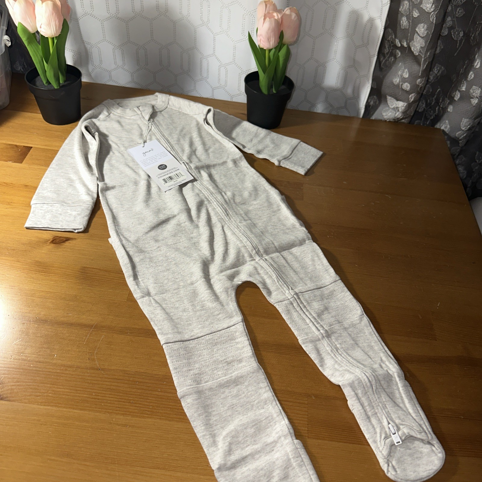 Goumi Kids Baby Sleeper Zipper Size 18-24 Months Bamboo Storm Grey Snug Fit