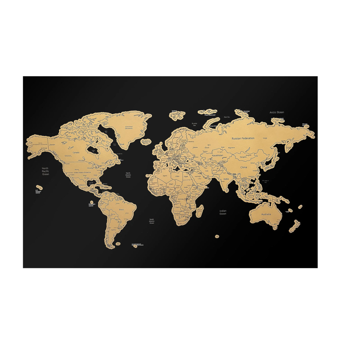 Black Scratch Off World Map Interactive World Map Poster Travel Themed Gift