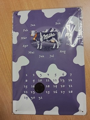Milka Blechschild Lila Kuh 20x30 OVP Tiefengeprägt Werbung Kalender Deko Küche 