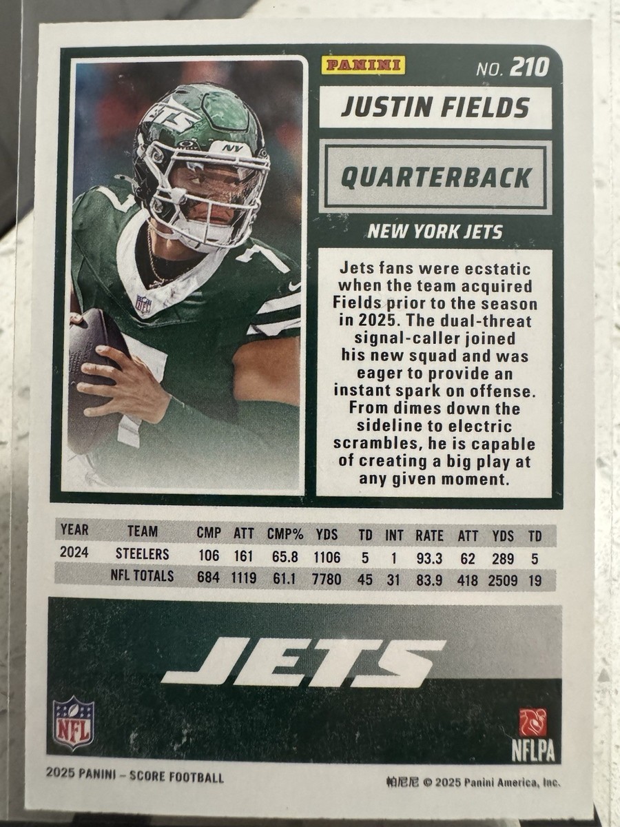 2025 Score - Justin Fields #210 Gold Dots /499 | eBay