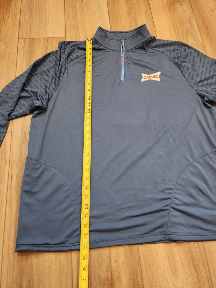 Sonic Drive In Employee 1/4 Zip Pullover Mens Large Long Sleeve Jacket Blue - Image 4 of 4