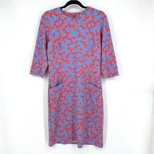 J McLaughlin Women's Brisbane Coral Print Shift Dress Size M 3/4 Sleeve Pockets