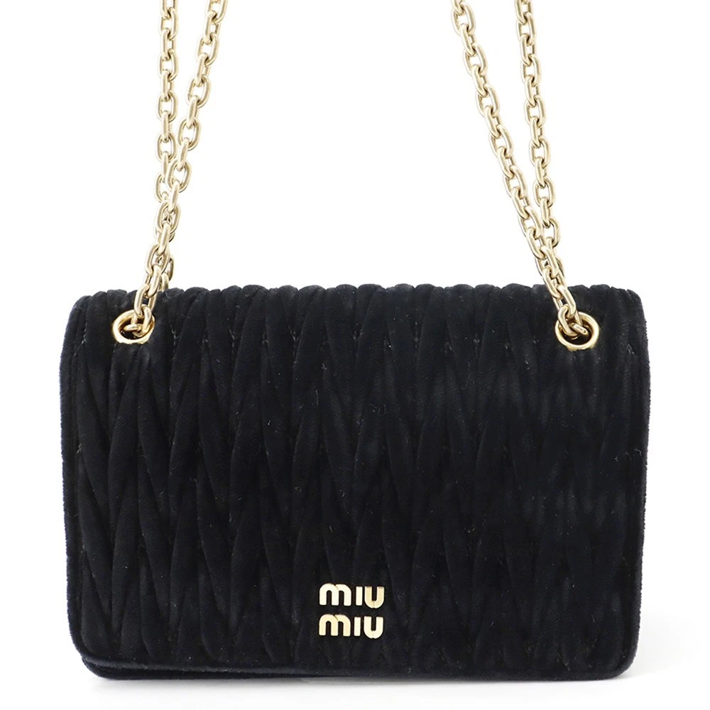 Miu Miu — MIUMIU Chain Shoulder Bag Velour Black 5BP065