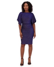 Jessica Howard Women's Glittered Ruched Sapphire Sheath Dress 4315 Size 12