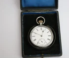 Sterling solid silver OMEGA gents pocket Watch Working antique men + antique box