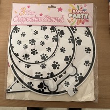 3 Tier Cardboard Cupcake Stand/Afternoon Tea/Birthday Party. * Black And Gold*