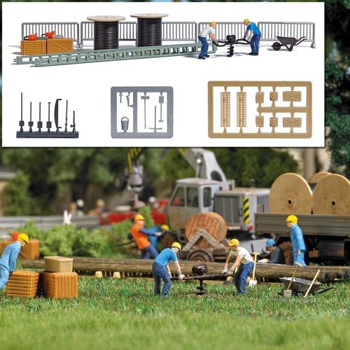 (6119) Busch H0 7834 Action Set: taladro de tierra nuevo y embalaje original | Zustand: Neu