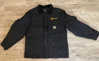 Carhartt Jacket Mens Large Black Loose Fit Firm Duck Insulated Full Zip OC0003-M